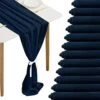 12 Packs Navy Blue 10Ft Chiffon Table Runner 27 X 120 Inches Sheer Chiffon Wedding Table Runner Romantic Boho Rustic Table Runner For Wedding Bridal Baby Shower Birthday Party Table Decoration