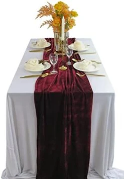 OME Emerald Green Velvet Table Runner, Luxurious Wedding Table Runner Decorations, 20 X 120 Inch 10ft Velvet Fabric Table Linen Overlay For Party -Wilton Shop 41RePNEEjhL. AC