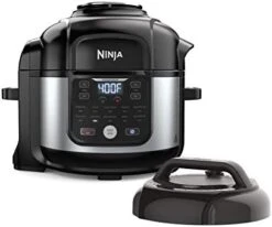 Ninja FD302 Foodi 11-in-1 Pro 6.5 Qt. Pressure Cooker & Air Fryer That Steams, Slow Cooks, Sears, Sautés, Dehydrates & More, With 4.6 Qt. Crisper Plate, Nesting Broil Rack & Recipe Book, Silver/Black -Wilton Shop 41RnifaGGML. AC