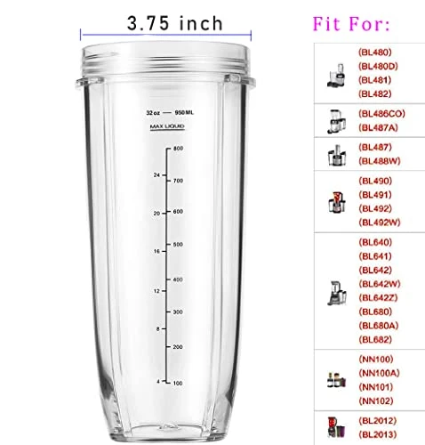 Replacement 32oz Nutri Ninja Blender Cup With Sip & Seal Lid For BL450 BL454 Bl455 BL456 BL480 BL481 BL482 BL490 BL640 BL642 BL682 SS101 SS401 SS351 Nutri Ninja Auto IQ Series Blenders, 2-Pack … 7 Replacement 32oz Nutri Ninja Blender Cup With Sip & Seal Lid For BL450 BL454 Bl455 BL456 BL480 BL481 BL482 BL490 BL640 BL642 BL682 SS101 SS401 SS351 Nutri Ninja Auto IQ Series Blenders, 2-Pack … - Image 5