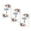1-25 Burgundy Floral Table Number Double Sided Signs For Wedding Reception, Restaurant Birthday Party Set Calligraphy Printed Numbered Card Centerpiece Decoration Setting Reusable Frame Stand 4x6 Size -Wilton Shop 41SERZhoNcL