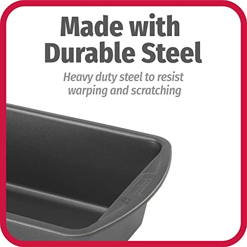 Cook Set Of 2 Extra Large 13'' X 5'' Nonstick Steel Bread Loaf Pans, Gray 8 Cook Set Of 2 Extra Large 13'' X 5'' Nonstick Steel Bread Loaf Pans, Gray - Image 6