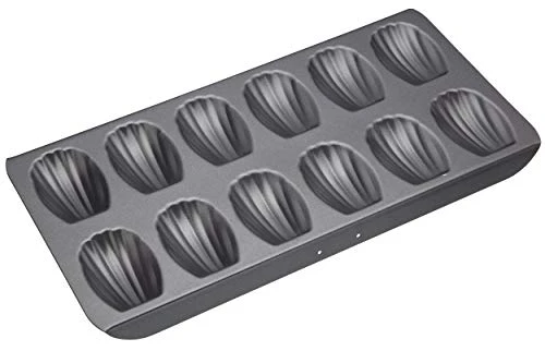 KCMCHB66 Madeleine Tray With PFOA Free Non Stick, Robust 1mm Carbon Steel, 12 Hole Cake Mould, Grey 3 KCMCHB66 Madeleine Tray With PFOA Free Non Stick, Robust 1mm Carbon Steel, 12 Hole Cake Mould, Grey