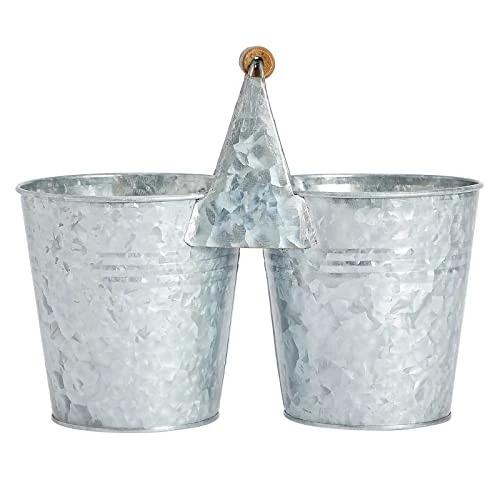 Small Metal Double Galvanized Bucket With Wooden Handle, Metal Double Pail For Wedding, Birthday, Office, Bathroom, Kitchen, And Farmhouse Home Decor (10 X 5 X 7.5 Inches) 3 Small Metal Double Galvanized Bucket With Wooden Handle, Metal Double Pail For Wedding, Birthday, Office, Bathroom, Kitchen, And Farmhouse Home Decor (10 X 5 X 7.5 Inches)