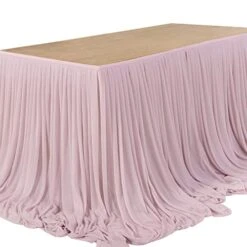 9FT Table Skirt Extra Long Sheer Tablecloth For Backyard Wedding Sweetheart Table Main Table Birthday Party Cake Table Decoration