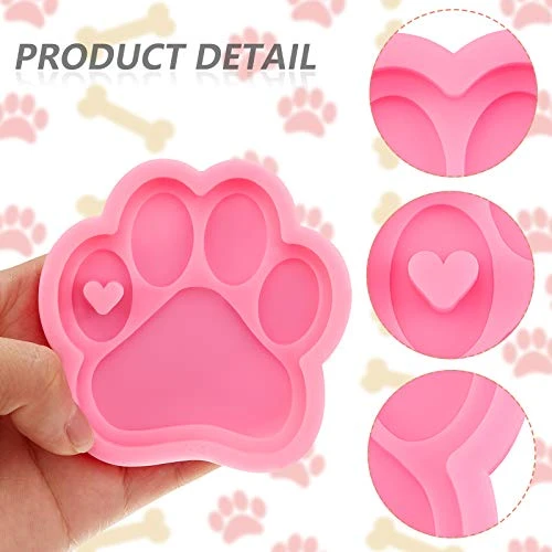 3 Pieces Dog Paw Shaped Heart Dog Paw Print Silicone Keychain Mold With Hole Non-Stick Candy Fondant Mold And 10 Pieces Key Ring For DIY Dog Tag Cake Topper Pudding Desserts Jelly Decoration 4 3 Pieces Dog Paw Shaped Heart Dog Paw Print Silicone Keychain Mold With Hole Non-Stick Candy Fondant Mold And 10 Pieces Key Ring For DIY Dog Tag Cake Topper Pudding Desserts Jelly Decoration - Image 2