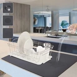 Coffee Mat Absorbent Coffee Bar Mat For Kitchen Hide Stain Rubber Backed,Super Absorbent Draining Mat,12" X 19" Coffee Bar Accessories Fit Under Coffee Pot -Wilton Shop 41Swkb0v9GL. AC