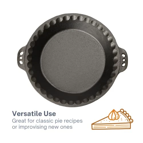 Pie Pan - 9” Cast Iron Skillet For Baking Apple, Pumpkin, Cherry Pies - With Silicone Trivet - By KUHA 8 Pie Pan - 9” Cast Iron Skillet For Baking Apple, Pumpkin, Cherry Pies - With Silicone Trivet - By KUHA - Image 6