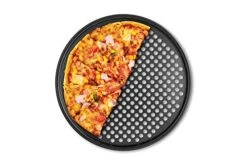 Pizza Crisper Pan, Carbon Steel, Non-Stick,Black,14.5 X 14.5 X 0.25 Inches