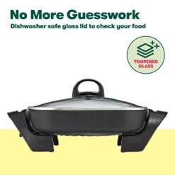 Bella Electric Skillet And Frying Pan With Glass Lid, Nonstick Coating, Cool Touch Handles, Removable Heating Probe, Dishwasher Safe, 12 X 12 Inch, Copper -Wilton Shop 41TBIZvpyRL