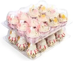 Dozen Cupcake Containers, Pack Of 12 Plastic Cupcake Boxes Bulk, 12 Compartment Holder With Detachable Lid, Disposable Muffin Carrier, Standard Size -Wilton Shop 41TIArzI3fL. AC