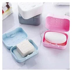 Portable Soap Box Waterproof Leakproof Soap Case Dish Soap Box With Lid Soap Container For Travel Kitchen Bathroom Accessories (Color : Blue Soap Box, Size : One Size) -Wilton Shop 41TJGPQUk1L