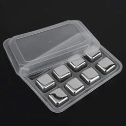 Whiskey Wine Stones Reuseble 304 Stainless Steel Ice Cubes Ball With Box Bar Party Supplies, Drink Wine Cooler With Ice Tongs(8 PCS+Ice Clips) -Wilton Shop 41TVvEugnKL
