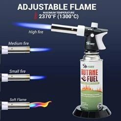 Pro Butane Torch Lighter - Refillable Butane Torch Head, Small Butane Torch With Safety Lock & Adjustable Flame - Culinary Blow Torch, Creme Brulee Torch, Baking, Included 1 Butane Canister -Wilton Shop 41TZR4R3J9L