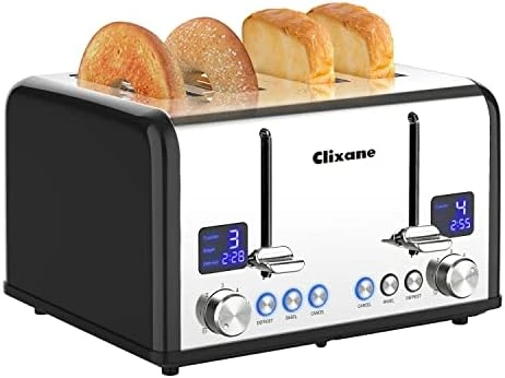 Toaster 4 Slice,1.5"Extra Wide Slot Stainless Toaster With Bagel Defrost Cancel Function, Dual Screen, Removal Crumb Tray (White) 7 Toaster 4 Slice,1.5"Extra Wide Slot Stainless Toaster With Bagel Defrost Cancel Function, Dual Screen, Removal Crumb Tray (White) - Image 5