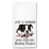 Just A Woman Who Loves Her Boston Terrier Microfiber Kitchen Towel Gift For Animal Dog Lover -Wilton Shop 41TjSHwB82L