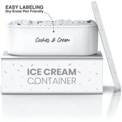 - Ice Cream Container - 2 Quart - Perfect Reusable Freezer Storage For Homemade Ice Cream Tubs For Sorbet, Frozen Yogurt And Gelato! - Flexible Silicone Lids, Long Scoop, Stackable - White With Sprinkles 16 - Ice Cream Container - 2 Quart - Perfect Reusable Freezer Storage For Homemade Ice Cream Tubs For Sorbet, Frozen Yogurt And Gelato! - Flexible Silicone Lids, Long Scoop, Stackable - White With Sprinkles -Wilton Shop 41TpzlANebL