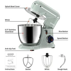 3-IN-1 Electric Stand Mixer, 660W 10-Speed With Pulse Button, Attachments Include 6.5QT Bowl, Dough Hook, Beater, Whisk For Most Home Cooks, Morandi Green -Wilton Shop 41TqCZG1wmL