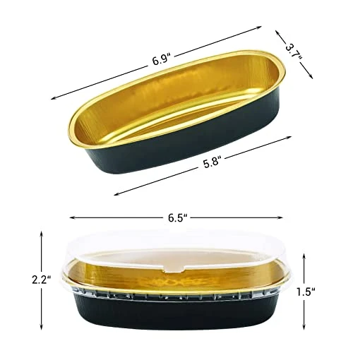 Aluminum Ramekins Loaf Pans With Lids, 8 Oz & 6 Inch 100 Pack Disposable Cake Pan, Aluminum Foil Cups Oval Baking Pan Cheesecake Pan Aluminum Pans Meat Bakeware For Oven 6 Aluminum Ramekins Loaf Pans With Lids, 8 Oz & 6 Inch 100 Pack Disposable Cake Pan, Aluminum Foil Cups Oval Baking Pan Cheesecake Pan Aluminum Pans Meat Bakeware For Oven - Image 4