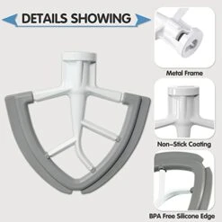 Pouring Shield For KitchenAid 4.5 And 5 Quart Tilt-Head Stand Mixers Stainless Steel Bowls ONLY, Secure Fit Splatter Guard, And Flex Edge Beater For KitchenAid 4.5-5Qt Tilt-Head Stand Mixers -Wilton Shop 41TzVKFlr8L