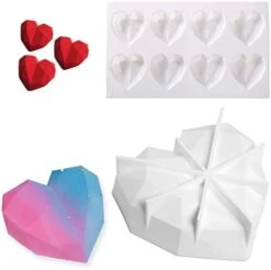 3D Heart Silicone Mold, Diamond Heart Mold, Silicone Baking Pan-Food Grade & BPA Free-Not Sticky Mould, Suitable For Mousse, Chocolate Brownie, Jelly, Ice Cream, Cheesecake. (9 Pcs, 7 Inch/2.5 Inch) -Wilton Shop 41UNHSryD0L. AC
