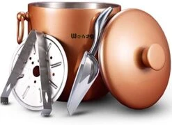 Ice Bucket With Lid, Scoop, Tongs And Strainer - Well Made Insulated Stainless Steel Keep Ice Frozen Longer - Ideal For Cocktail Bar, Parties, Chilling Wine, Champagne - 3 Liter (Stainless Steel) -Wilton Shop 41URh7q QyL. AC