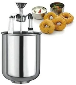 Stainless Steel Doughnut Donut Maker, Home Made Pancake Batter Dispenser Donut And Meduvada Maker For Perfectly Shaped And Crispy- 7.5 Inch