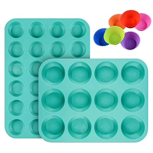 Silicone Muffin Pan Cupcake Set - Mini 24 Cups And Regular 12 Cups Muffin Tin, Nonstick BPA Free Food Grade Silicone Molds With 12 Silicone Baking Cups 3 Silicone Muffin Pan Cupcake Set - Mini 24 Cups And Regular 12 Cups Muffin Tin, Nonstick BPA Free Food Grade Silicone Molds With 12 Silicone Baking Cups