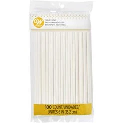 Wilton White 6-Inch Lollipop Sticks, Cake Pop Sticks, 100-Count Currenlty #1 Item For "lollipop Sticks" Search