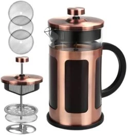 French Press Coffee Maker 12 Ounce Stainless Steel With Borosilicate Glass Heat Resistant 4 Level Filtration System For Brew Coffee & Tea Dishwasher Safe 350ml (12oz, Stainless Black) -Wilton Shop 41Uny hC9L. AC