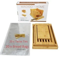Nature Bamboo Foldable Bread Slicer With Crumb Catcher Tray, Bread Slicing Guide For Homemade Bread & Loaf Cakes, Thickness Adjustable (Knife Not Included) -Wilton Shop 41UrYTW9yEL