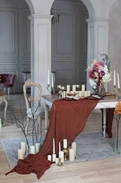 Table Runner 30x135 Inches Cheesecloth Tablecloth For Romantic Wedding Rustic Boho Style Natural Cotton Elegant Decor (Terracotta) -Wilton Shop 41Uu1ISKwFL. AC