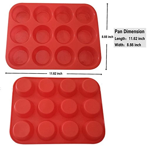 Silicone Muffin Pan 12 Cups, Amison Cupcake Baking Pan/Tray, Non-Stick Silicone Mold, Dishwasher - Microwave Safe (12 Cups, Red) 7 Silicone Muffin Pan 12 Cups, Amison Cupcake Baking Pan/Tray, Non-Stick Silicone Mold, Dishwasher - Microwave Safe (12 Cups, Red) - Image 5