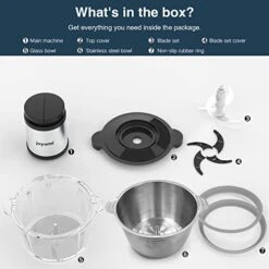 Food Processor With 2 Bowls, JOYAMI Electric Meat Chopper & Vegetable Grinder, 8-Cup Stainless Steel Bowl And Glass Bowl, 4 Sharp Blades, 2 Speed, 400W -Wilton Shop 41V8VQdNpPL