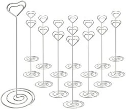 16pcs Place Card Holders, 8.75 Inches Tall Table Number Holders, Gold Picture Holder For Tables With Heart Shaped Clip For Wedding, Photos, Food Signs, Memo Notes, Restaurant, Birthday -Wilton Shop 41VEBqTGcuL. AC