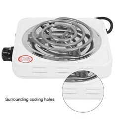 1000W White Stainless Electric Burner, Compact And Portable Hot Plate For Cooking, Camping Appliances With Temperature Controls, Power Indicator Lights, Easy To Clean -Wilton Shop 41VScycyszS