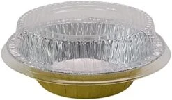Disposable Colored Aluminum 5" Tart Pan/individual Pot Pie Pan W/Clear Dome Lid #501P (100, Gold) 22 Disposable Colored Aluminum 5" Tart Pan/individual Pot Pie Pan W/Clear Dome Lid #501P (100, Gold) -Wilton Shop 41VTW TwML. AC