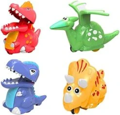 4 Pack Dinosaur Toys Dinosaur Car Wind Up Toys For Kids Boys Girls Toddler Easter Basket Filler Gift Easter Egg Filler Toddler Age 2-4 Boys Learning (Green, One Size) -Wilton Shop 41VWsZ08KZL. AC