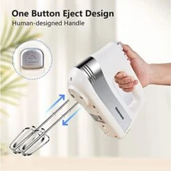 Hand Mixer Electric, REDMOND Hand Held Mixer With Turbo Function, Stainless Steel 5-Speed Kitchen Mixer For Whipping, Mixing Cookies, Cakes, Dough Batters, Cream -Wilton Shop 41VaB7uR7SL