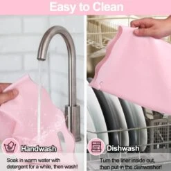 2 Pack Silicone Slow Cooker Liners For Crockpot 6 7 8 Quart, Reusable Cooking Bags For Crock-Pot Oval & Round, Slow Cooker Accessories, Leakproof, Easy To Clean, 1 PInk, 1 Yellow -Wilton Shop 41VhjXs6AhL