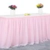 Pink Table Skirt Birthday Party Tulle Table Skirt Baby Shower Round And Rectangle Tutu Table Decoration Table Cloth For Girl Gender Reveal Wedding(L6(ft), H30in) -Wilton Shop 41ViTtpHTvL