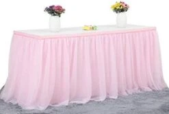 Pink Table Skirt Birthday Party Tulle Table Skirt Baby Shower Round And Rectangle Tutu Table Decoration Table Cloth For Girl Gender Reveal Wedding(L6(ft), H30in) -Wilton Shop 41ViTtpHTvL. AC