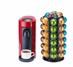 For Nespresso Pods Holder With Central Additional Pods Storage (Carousel-60+ Pods)
