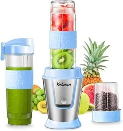 Personal Blender With 2 X 20oz Travel Bottle And Coffee/Spices Jar, Portable Smoothie Blender And Coffee Grinder In One , 500W Single Serve Blender For Shakes And Smoothies, BPA Free, By Yabano (Black) -Wilton Shop 41VwR8ng76L. AC
