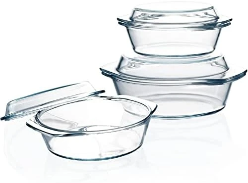 Clear Round Glass Casserole Dish With Glass Lid Oven Safe Glass Cookware, Covered Glass Microwavable Bowls With Lids (2.5L) 8 Clear Round Glass Casserole Dish With Glass Lid Oven Safe Glass Cookware, Covered Glass Microwavable Bowls With Lids (2.5L) - Image 6