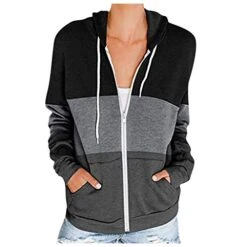 Meikosks Hoodie Womens Hooded Sweatshirt Pocket Jacket Full Zip Pullover Long Sleeve Coat