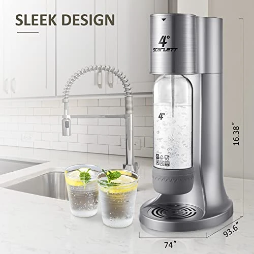 4° Sparkling Water Maker, Soda Maker Machine For Home Or Office, With 3×1.0L BPA-free Sparkling Water Bottle, Compatible With Any Screw-in 60L CO2 Carbonator(NOT Included)(Silver) 6 4° Sparkling Water Maker, Soda Maker Machine For Home Or Office, With 3×1.0L BPA-free Sparkling Water Bottle, Compatible With Any Screw-in 60L CO2 Carbonator(NOT Included)(Silver) - Image 4