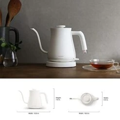 The Kettle | Electric Lightweight Gooseneck Kettle | Stainless Steel | 0.6L (20fl Oz) Capacity | Neon Light Indicator | Perfect For Tea And Coffee | K02H-WH | White | US Version 13 The Kettle | Electric Lightweight Gooseneck Kettle | Stainless Steel | 0.6L (20fl Oz) Capacity | Neon Light Indicator | Perfect For Tea And Coffee | K02H-WH | White | US Version -Wilton Shop 41WRDKIKBEL