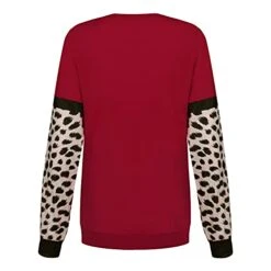VODMXYGG Womens Round Neck Pullover Long Sleeve Sweatshirts Retro Leopard Patchwork Shirts Winter Casual Basic Tops -Wilton Shop 41WSkFCsOuL