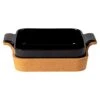 Ceramic 10" Square Baker With Cork Tray - Ensemble Collection, Black | Oven & Dishwasher Safe Bakeware | Food Safe Glazing | Restaurant Quality Dinnerware
